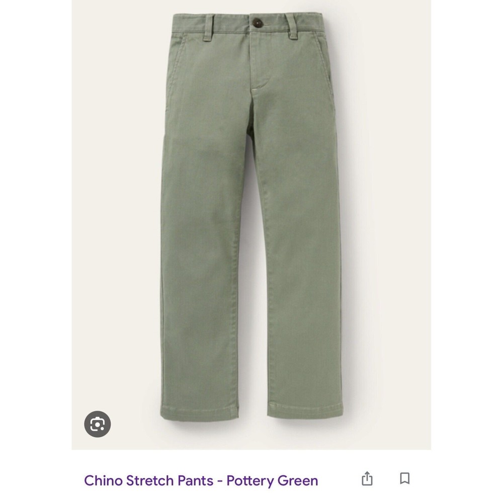 Mini Boden Boys Pottery Green Chino Pants Size 9 Adjustable Waist
